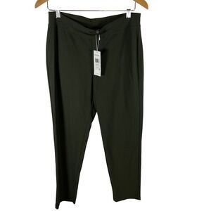 Eileen Fisher Slim Ankle Pant Seaweed Green Stretch Knit Pull On Small Designer